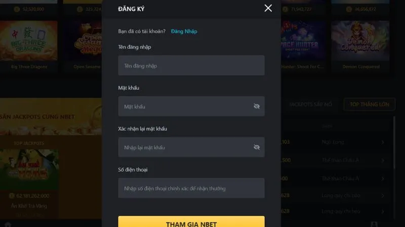Quy trình tạo tài khoản tại nhà cái Nbet