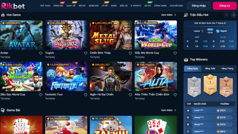 Kho trò chơi tại RIKBET – Đa dạng, hấp dẫn và dễ trúng